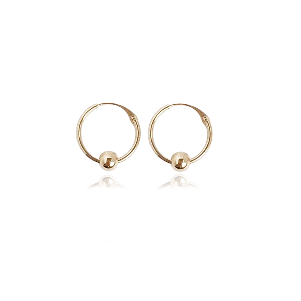 9ct solid gold hoops with online a single gold bead